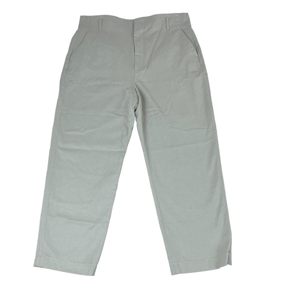 Zara Tan Khaki Cropped Pants Womens Size Large High Waisted Casual Workwear - Picture 1 of 12